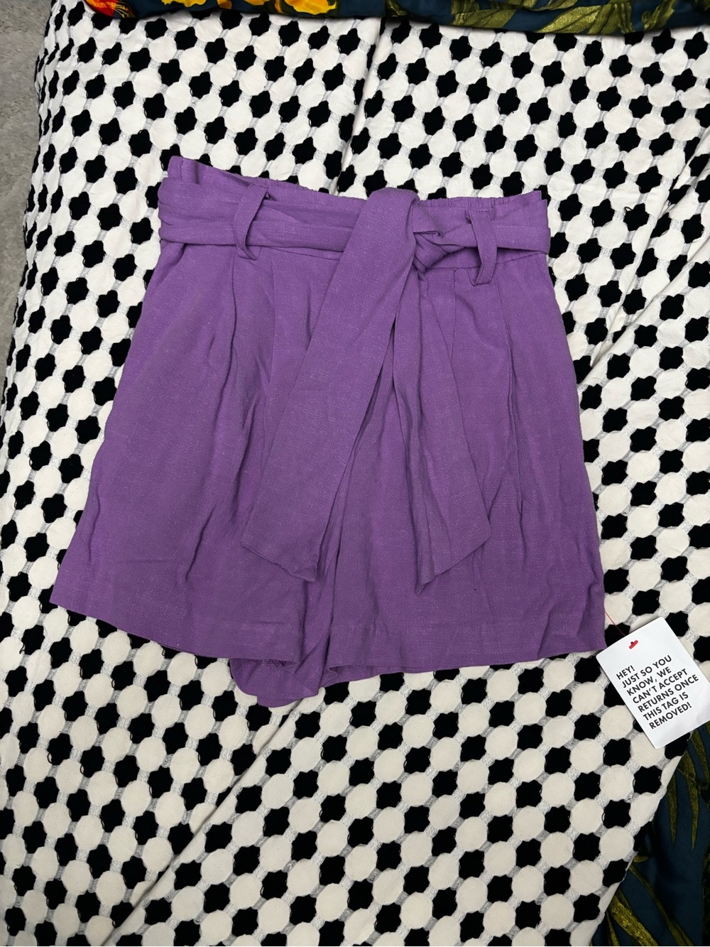 ASOS Purple Belted High-Waist Shorts